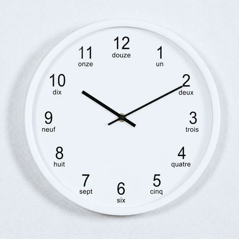 Horloge murale ronde 30 cm blanche sans trotteuse en métal à quartz 12 30cm blanc réf 35 × 35 × 10 cm 1,2 kg – Livraison gratuite