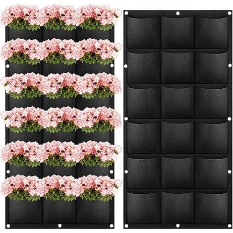 18-Taschen-Pflanztasche für vertikale Gärten, Innen- und Außenbereich, Haus, Balkon, Hof – Schwarz