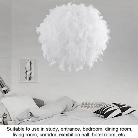 Suspension en Plumes - HB017 - Blanc - Diamètre 30cm - E27 40W (1/4)
