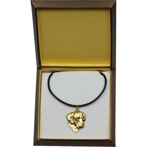 Rhodesian Ridgeback, perro león africano: collar para perros en caja de regalo, colgante chapado en oro para amantes de los perros, impresionante joyería de Art-Dog. (1/5)