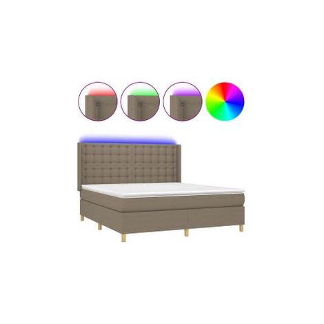 Sommier à lattes de lit matelas et LED Taupe 180x200 Tissu (1/5)