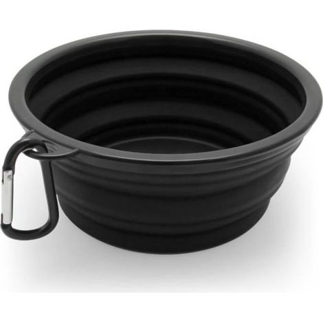 Bol Pliable Noir en Silicone Alimentaire 1000ml pour Chien (1/4)