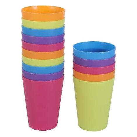 15 pcs colorful plastic cups drinking cup for home Reusable party tableware and party supplies 101-200 ml (mixed color) (1/5)