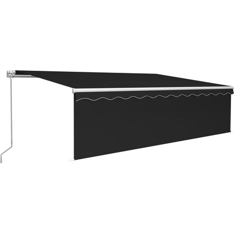 Auvent rétractable manuel avec store,Marquise d'entrée Anti-UV,Auvent facile à assembler 5x3 m Anthracite -FR49257 (1/5)