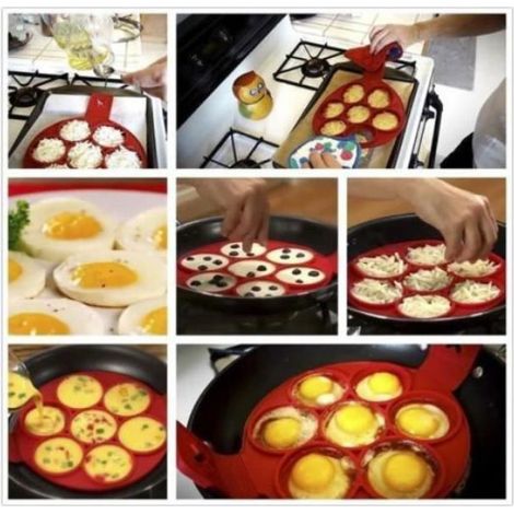 Moule A Pancakes - Silicone Alimentaire - 7 Compartiments Ronds - Utilisation Four Micro-Ondes Congélateur - 1 Pièce (1/4)