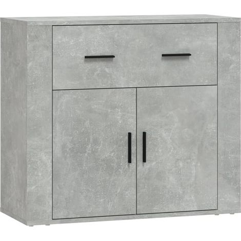 Buffet Commode Armoire Luxueux, pour Salon Chambre Entrée Cuisine, Gris béton 80x33x70 cm Bois d'ingénierie OIB6439E (1/5)