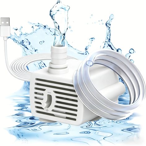 1 Pompe à eau submersible, Ultra silencieuse IPX8, Pompe de circulation compacte pour aquarium de poissons, Fontaine d'étang extérieur & source chaude, Blanc (1/5)