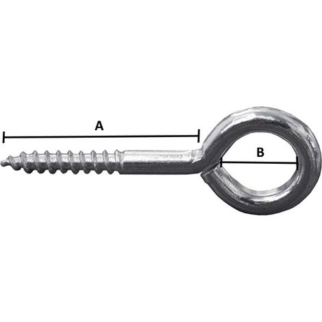 4 pz x occhiello a vite per legno 20x70  Ø 10 mm - l 25 mm occhiolo