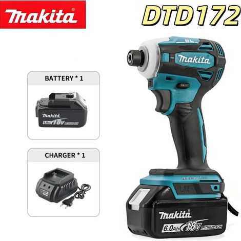 Visseuse à Choc Sans Fil 18V Makita DTD172, Tournevis Électrique Brushless 180 Nm 1/4", Machine Nue pour Batterie 18V