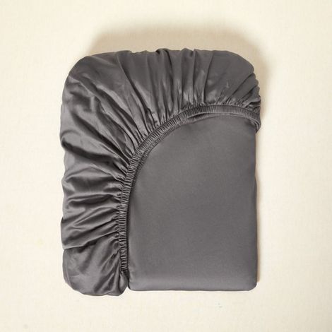 Lot de 1 Drap Housse - Gris, 180 x 200 cm - pour Matelas épais - Microfibre (1/5)