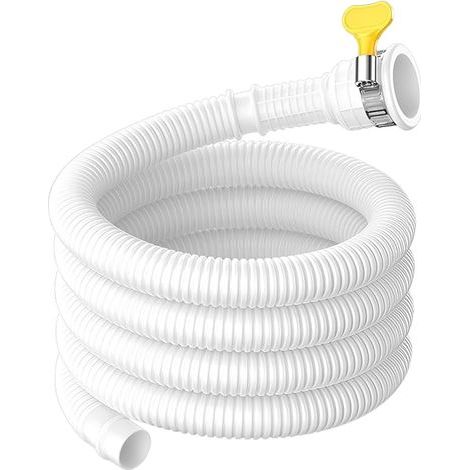 1 Pièce 2 m Tuyau de Vidange pour Climatiseur avec Adaptateur en Caoutchouc Découpable et Collier de Serrage, Blanc (1/5)