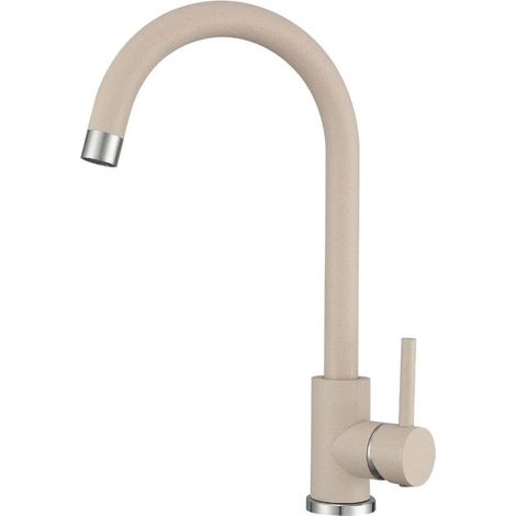 Robinet de cuisine beige aspect granit rotatif à 360° - Mitigeur monocommande pour évier - Robinet moderne pour évier (1/5)