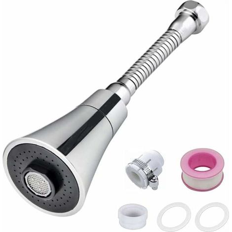 Faucet Extender - 360° Rotatable Trumpet Shape - Compatible With Kitchen Sink Bathroom Faucets - 15 cm Curved Tube - 1 Piece