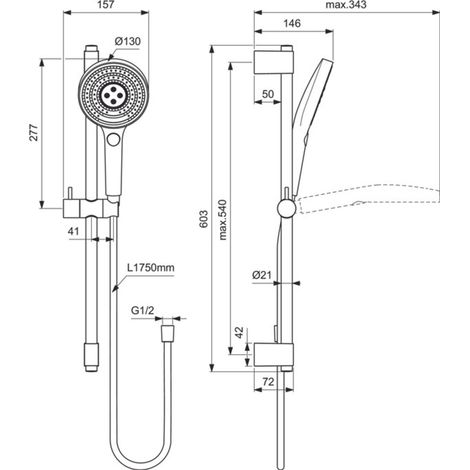 Ideal Standard Combinazione doccia Idealrain Solos 603mm Cromato, A7897AA