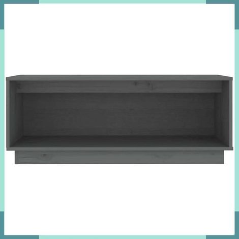 813831 Meuble TV Gris 90x35x35 cm Bois de pin massif (1/5)