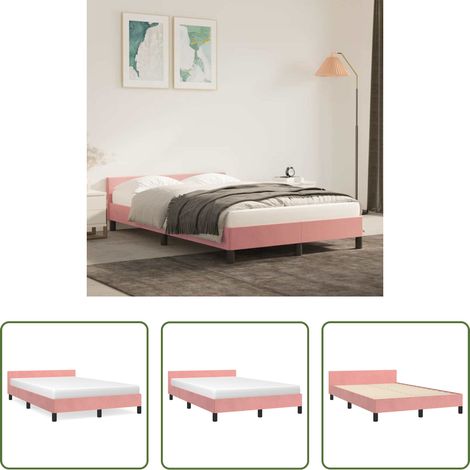 vidaXL Samt - Bettgestell mit Kopfteil ohne Matratze Rosa 120x200 cm Samt (1/5)