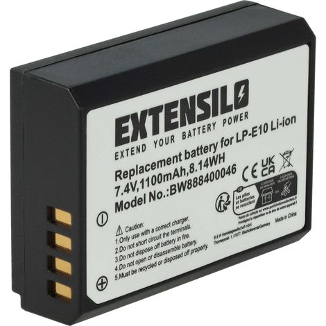 EXTENSILO Akku Ersatz für Canon LP-E10 für Kamera (1100 mAh, 7,4 V, Li-Ion) (1/5)