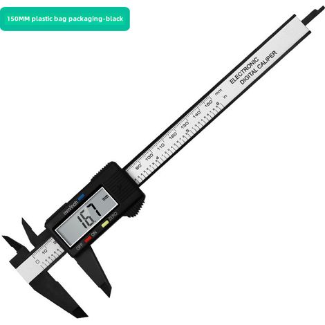 Calibrador digital de plástico negro  Rango de 0 a 150 mm  Medición interior/exterior  Con bolsa de plástico  Herramienta de medición ligera para bricolaje (1/5)