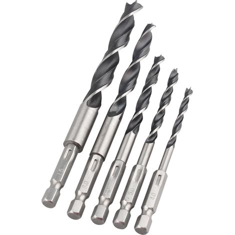 5 pcs HSS forets hélicoïdaux Tige hexagonale trois Sharp outils de menuiserie Foret tarière Lot de 4 mm à 10 mm (1/5)