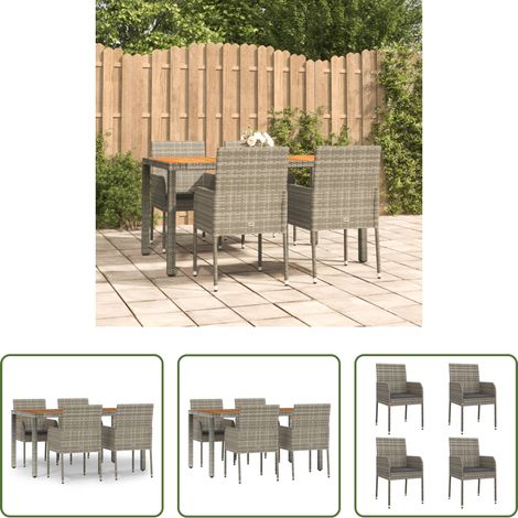 vidaXL Salle à manger extérieure - Ensemble à manger de jardin 5 pcs coussins gris résine tressée (1/5)