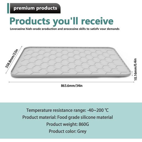 Tapis de litière pour chat en silicone imperméable antidérapant grand format pour bac à litière et maison de toilette