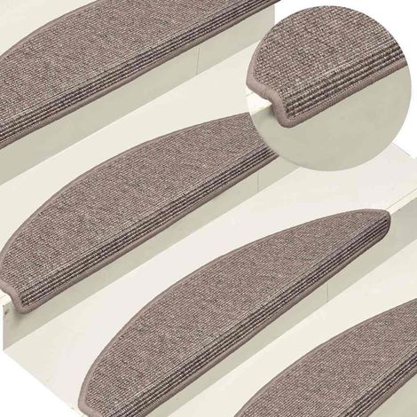 vidaXL Felpudos para escaleras 15 uds 65x21x4 cm Beige oscuro Semicircular Grande (1/5)