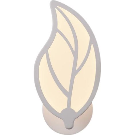 Applique murale LED en forme de feuille, design moderne en métal et acrylique, idéale pour chambre, couloir ou salon - Puissance 7 W, 1 pièce, blanche (1/5)
