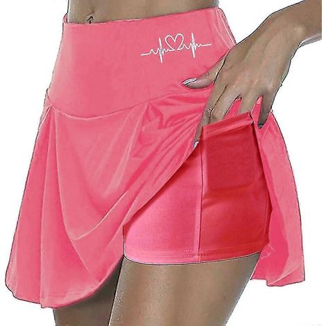 Jupes de tennis, de golf et de yoga pour femmes, poches latérales, 2 en 1, séchage rapide, pour le yoga, le fitness et la salle de sport, motif cœur, n° 1, n° 2, n° 3, vêtements de sport extensibles-X (1/3)