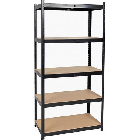 Etagère de Rangement Noire 90 x 40 x H180cm - Rayonnage Métal Haute qualité 5 Plateaux Charges lourdes 1500kg INTEC (1/5)