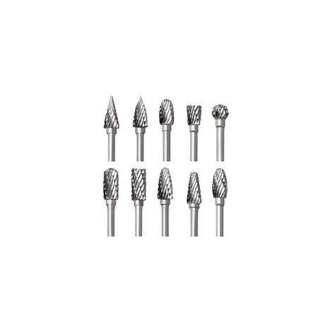 Jeu de Fraises Rotatives en Carbure, 10 pièces Double Coupe Fraises pour Dremel Accessoires avec Tige Sculpture sur bois, Perçage, Gravure, Polissage de Métal NPTERBL (1/5)