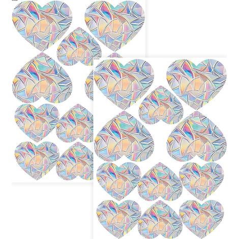 10 Autocollants verre, motif cœur arc-en-ciel, PVC électrostatique, anti-collision oiseaux, pour fenêtre porte (1/5)