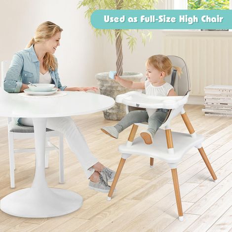 Dès 6 mois, chaise haute bébé 5 en 1 facile à nettoyer, avec harnais 5 points et plateau à 4 positions (1/5)