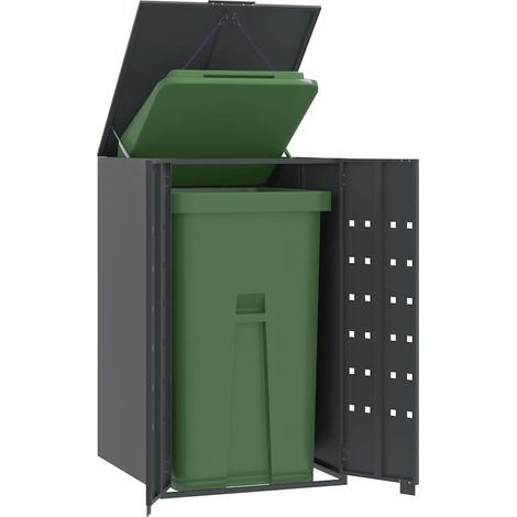 Cubo de basura con ruedas para cubo individual antracita 69x79x117 cm acero vidaXL (1/5)