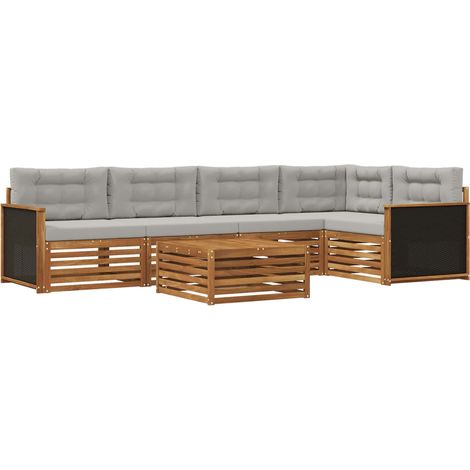Outdoor Sofa Set 6 pcs Natural and Light Grey 79 x 79 x 37 cm vidaXL (1/5)
