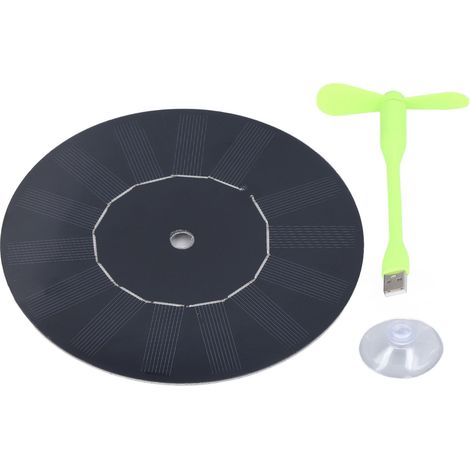 Ventilateur de voiture USB solaire 5W, rond en silicone monocristallin, multifonction pour ventilation auto