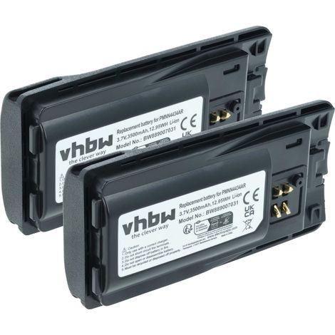 vhbw 2x Akku kompatibel mit Motorola RMV2080, XT460, XT420, XT660d Funkgerät, Walkie Talkie (3500 mAh, 3,7 V, Li-Ion)