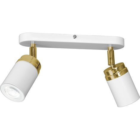 Barra 2 faretti orientabili bianco/oro GU10 15W Luminex