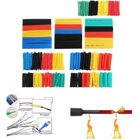 Set of 164 heat shrink tubes for electrical insulation, 5 colors and 8 sizes (1/5)