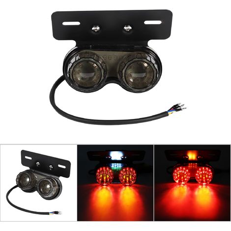 LED-Kennzeichenbeleuchtung & Brems-/Blinkerleuchten mit Halterung, getönte Linse, für Rennquad, Chopper, Custom (1/5)