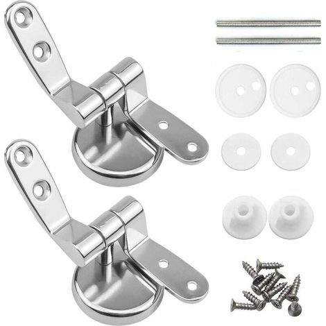 Attaches Charnière Abattant WC, Lot de 2 Charnières de Rechange pour Lunette de Toilette avec Fixations en Alliage de Zinc