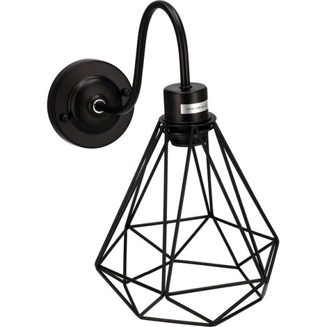 Applique murale design industriel cage métallique diamant E27 Noir mat ALAMBRA CORTO - EDO Solutions (1/5)
