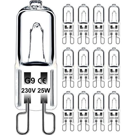 RHG G9 25W 230V Dimmbare warmweiße Glühbirne, G9 Halogenlampe 300°C Toleranz, G9 Ofenlampe für Mikrowellen, Herde und Deckenleuchten, 12er-Pack [Energieklasse G] (1/5)