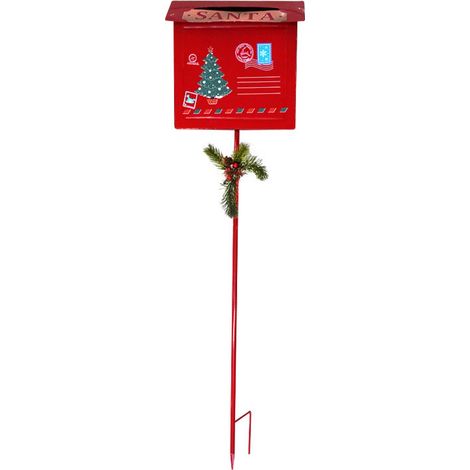 Cassetta Posta Babbo Natale da Giardino 24x8x90h cm Rosso (1/2)