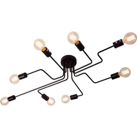 CARYS Plafonnier Lustres Moderne Industriel Design Luminaire Plafonnier 8 Lampe de suspension Métal Noir E27 Pour Enfant Chambre (1/4)