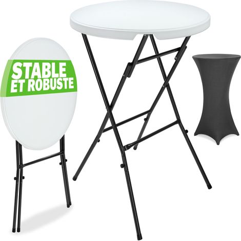 CASARIA® Table haute pliable blanche avec housse réutilisable infroissable mange debout 110 cm bar bistrot jardin cocktail Anthracite