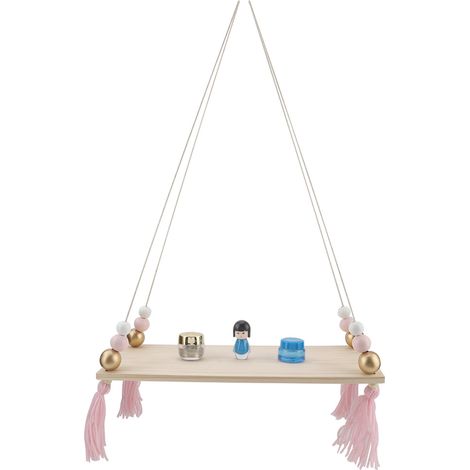 Étagère murale ronde à perles, rangement, support à suspendre soi-même, décoration murale (rose et or) (1/5)