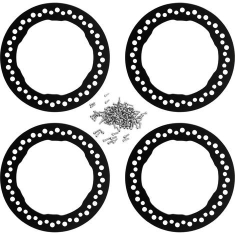 Lot de 4 bagues de verrouillage extérieur de roue en aluminium de 1,9 pouces, noires, pour voiture RC Traxxas 1/10 (1/5)