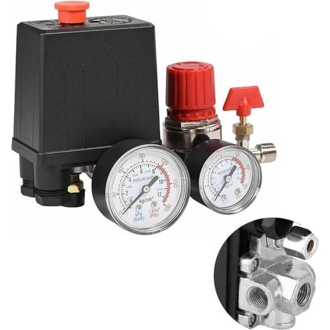 Compresseur d'air pressostat valve pressostat compresseur d'air avec manomètre régulateur,Pressostat Compresseur d'air (1/4)