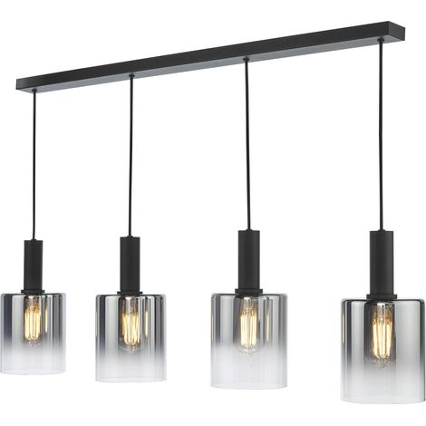 Dar Savannah Suspension Savannah à 4 barres lumineuses, noir mat et verre fumé (1/5)