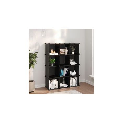Cubes de rangement 12 pcs Noir PP (1/5)